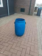 Blauwe kunststof ton, Tuin en Terras, Regentonnen, 75 tot 150 liter, Ophalen of Verzenden, Gebruikt, Kunststof