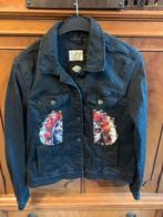 Zwarte Denim Jas met Day of the Dead Print, Ophalen of Verzenden, Gedragen, Maat 38/40 (M), Zwart