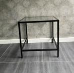 Ikea bijzet tafeltje vierkant zwart metaal glas plaat, Ophalen, Gebruikt, 50 tot 100 cm, Vierkant