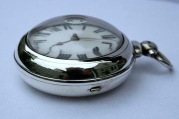 GROOT/ZWAAR zakhorloge in dubbele kast zilver London 1874 beschikbaar voor biedingen