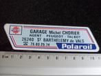 sticker garage Michel Chorier agent peugeot talbot Belgie, Verzamelen, Verzenden, Zo goed als nieuw, Bedrijf of Vereniging