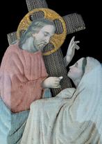 Antieke glazen Muur Stolp Christus & Maria periode ca 1850, Verzenden