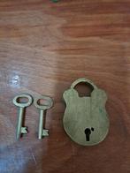 Antiek messing slot met sleutels, Ophalen of Verzenden
