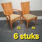 TONON vintage 6 MASSIEF houten stoelen eetkamerstoelen, Ophalen, Vintage design Mid Century jaren 60 70 80 90, Gebruikt, Overige kleuren