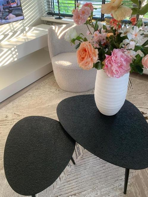 BEELDSCHONE zet van 2 zwarte salontafels,, Huis en Inrichting, Tafels | Salontafels, Zo goed als nieuw, Minder dan 50 cm, 50 tot 100 cm