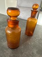 Vintage amberkleurige glazen apothekersflesjes., Antiek en Kunst, Curiosa en Brocante, Ophalen