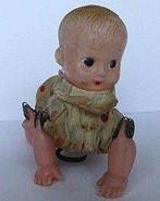 Antiek Japans Opwindbare Plastic Kruip Baby, Antiek en Kunst, Ophalen of Verzenden