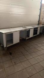 RVS werkbank met spoelbak keramische kookplaat en oven, Ophalen of Verzenden, Zo goed als nieuw, Overige kleuren
