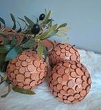 Houten ballen kerstbal beige decobal wood naturel 3 stuks, Diversen, Kerst, Ophalen of Verzenden, Nieuw