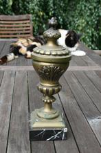 Antiek bronzen cassolette staand op marmeren voet, Antiek en Kunst, Ophalen of Verzenden, Brons