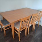 Beuken Eethoek Met 4 Stoelen 160x90 cm, Huis en Inrichting, Complete eetkamers, Ophalen, Zo goed als nieuw, 4 tot 6 stoelen