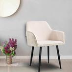 Lina® Tony - Ribstof Eetkamerstoel - Beige, Metaal, Mevsim Store, Overige kleuren, Nieuw