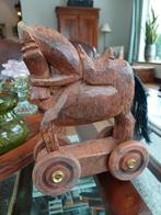 Houten Hobbelpaardje Brocante handmade paardje wielen, Ophalen of Verzenden