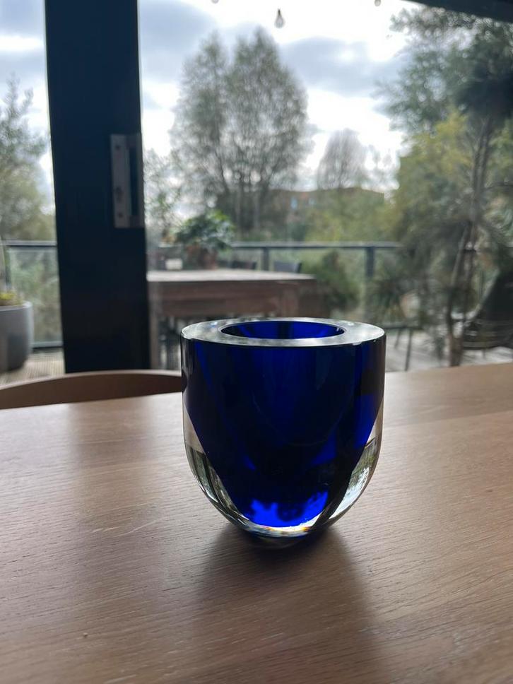 Olaf stevens 1998/ blauw opaque glazen voorwerp, Antiek en Kunst, Antiek | Glas en Kristal, Ophalen of Verzenden