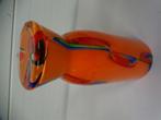 A6118. Oranje vaas in Murano stijl, Ophalen of Verzenden, Gebruikt, Glas, Minder dan 50 cm