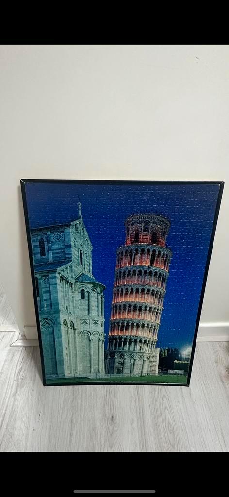 Legpuzzel Toren van Pisa - Ingelijst!, Hobby en Vrije tijd, Denksport en Puzzels, Zo goed als nieuw, Legpuzzel, 500 t/m 1500 stukjes
