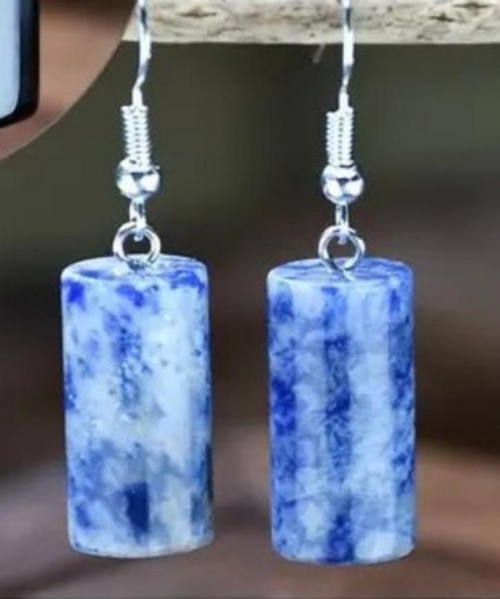 Oorbellen met blue spot jaspis, Sieraden, Tassen en Uiterlijk, Oorbellen, Nieuw, Overige materialen, Blauw, Met edelsteen, Ophalen of Verzenden