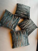 4 Exclusieve Sierkussens - Turquoise/Taupe, Ophalen, Nieuw, Overige kleuren, Vierkant