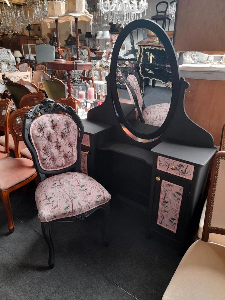 Mooie zwarte kaptafel compleet of los te koop, Antiek en Kunst, Antiek | Meubels | Tafels, Ophalen of Verzenden