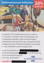 Zuiderzeemuseum Enkhuizen. 20% korting. Postcodeloterij bon., Drie personen of meer, Kortingskaart