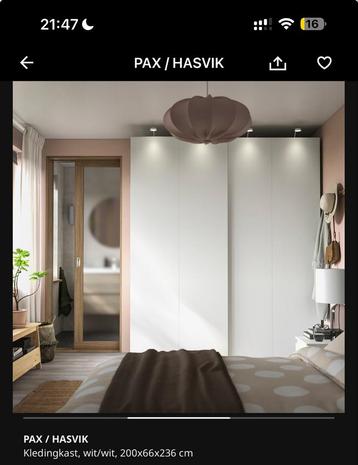 Ikea Pax/ Hasvik wit 200x66x236