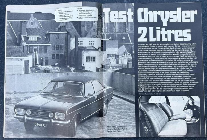 Chrysler 2 litres test in Autovisie 1973, Boeken, Auto's | Folders en Tijdschriften, Gelezen, Overige merken, Ophalen of Verzenden