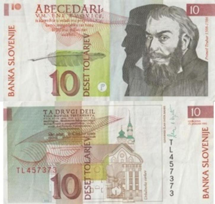 SLOVENIE 1992 10 tolarjev #11 VF, Postzegels en Munten, Bankbiljetten | Europa | Niet-Eurobiljetten, Los biljet, Joegoslavië, Verzenden