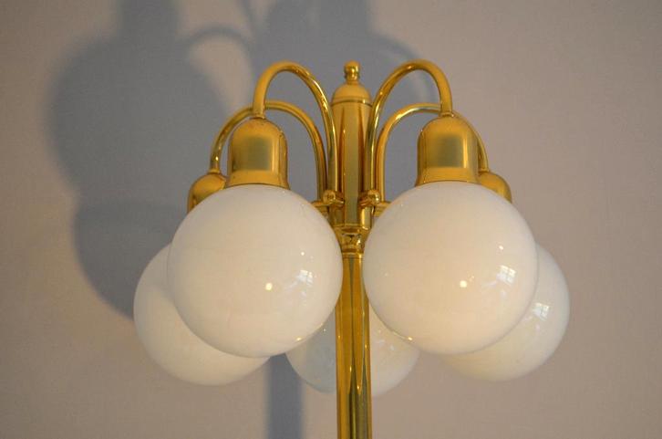Gouden Vintage Hollywood Regency vloerlamp met bollen - 1970, Huis en Inrichting, Lampen | Vloerlampen, Gebruikt, 100 tot 150 cm