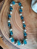 vintage zware zilveren ketting met blauwe stenen, Sieraden, Tassen en Uiterlijk, Kettingen, Ophalen, Zilver, Zilver