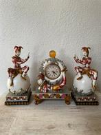 Harlekijn uurwerk & boekensteunen set, Milson & Louis, Antiek en Kunst, Ophalen
