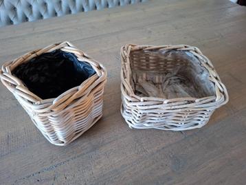 2 rieten mandjes voor binnen of buiten beschikbaar voor biedingen