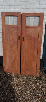 2x antieke deurtjes met oud glas deuren antiek, 80 tot 100 cm, Minder dan 200 cm, Ophalen of Verzenden, Glas