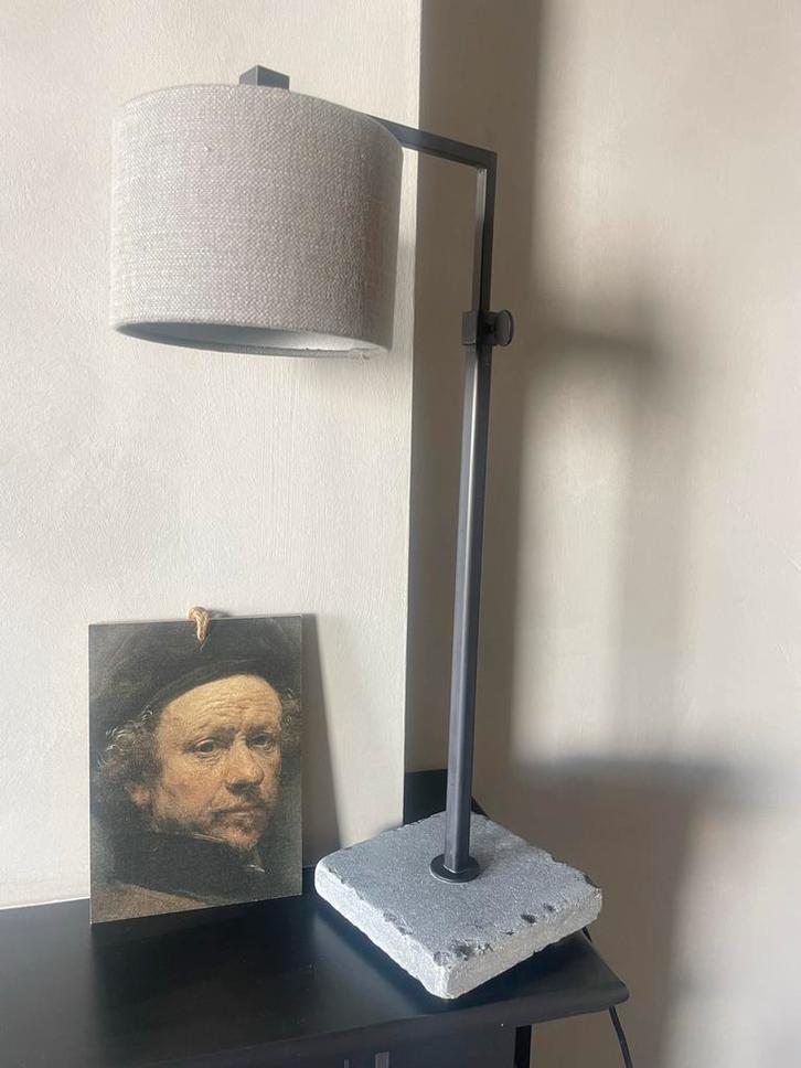 Stijlvolle Tafellamp met linnen Kap, Huis en Inrichting, Lampen | Vloerlampen, Zo goed als nieuw, Minder dan 100 cm, Stof, Ophalen of Verzenden