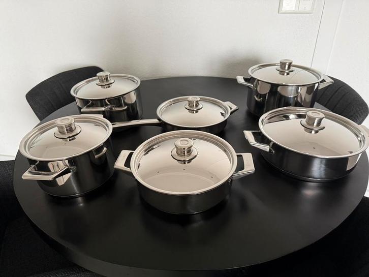 Simtronic RVS Pannenset 6 stuks, Huis en Inrichting, Keuken | Potten en Pannen, Zo goed als nieuw, Pannenset, Rvs, Ophalen