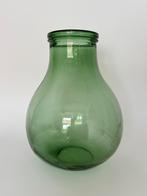 Mooie, grote vintage, retro vaas, groen glas, Gebruikt, ., Ophalen of Verzenden, Glas
