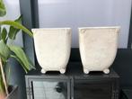 2 Brocante Grote Binnenpotten, Tuin en Terras, 25 tot 40 cm, Gebruikt, Vierkant, Binnen