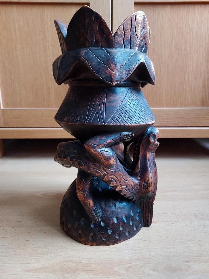 Oud houtsnijwerk Aziatische kandelaar, Antiek en Kunst, Kunst | Niet-Westerse kunst, Ophalen of Verzenden