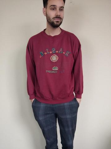 Vintage trui / pullover / jumper - rood/wijnrood - katoen S beschikbaar voor biedingen