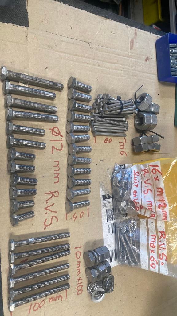 RVS Bouten en Moeren - Diverse Maten, Doe-het-zelf en Verbouw, Ophalen, Gebruikt, Minder dan 50 mm, Rvs