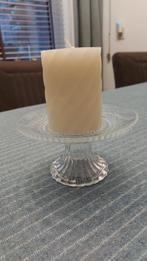 Mooie kaarshouder van glas en bonbonniere, Ophalen, Schaal, Rond, Nieuw