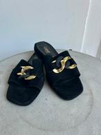 Gabor Slippers Zwart Gouden Ketting Maat 40, Kleding | Dames, Ophalen of Verzenden, Zo goed als nieuw, Zwart, Sandalen of Muiltjes