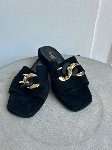 Gabor Slippers Zwart Gouden Ketting Maat 40 beschikbaar voor biedingen