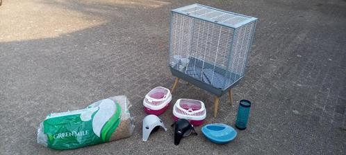 Knaagdierenkooi met diverse toebehoren, Dieren en Toebehoren, Overige Dieren-accessoires, Gebruikt, Ophalen
