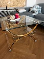Hollywood Regency Salontafel Glas & Goud, Huis en Inrichting, Tafels | Salontafels, Ophalen, 50 tot 100 cm, Minder dan 50 cm, Rechthoekig