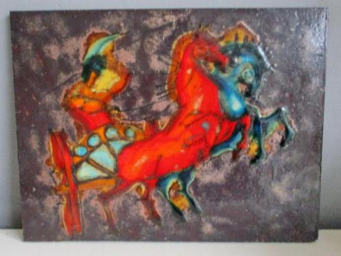Ruscha wand bord of tegel met paard en gladiator w-Germany, Antiek en Kunst, Antiek | Wandborden en Tegels, Ophalen of Verzenden