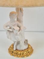 Vintage tafellamp bisque porselein goud Barok Italië Regency, Minder dan 50 cm, Gebruikt, Ophalen of Verzenden, Barok regency brocante