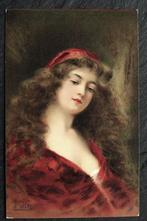 Heel erg lang is het haar van deze dame in rood, Verzenden, Voor 1920, Ongelopen, Overige thema's