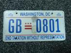 Kentekenplaat licenseplate Washington DC USA, Verzenden, Gebruikt, Auto's