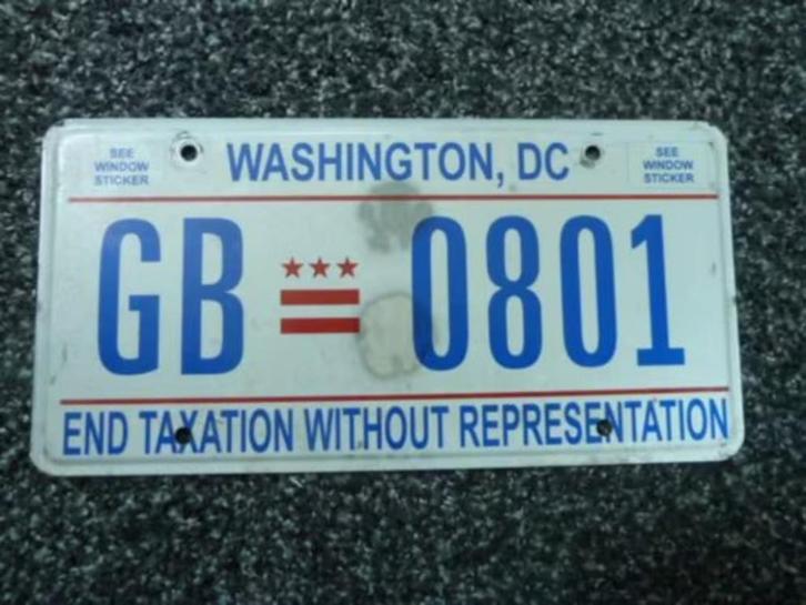 Kentekenplaat licenseplate Washington DC USA, Verzamelen, Automerken, Motoren en Formule 1, Gebruikt, Auto's, Verzenden