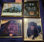 4 Prachtige Stoere Zwarte Panter Schilderijtjes, Topcadeau!, Huis en Inrichting, Minder dan 50 cm, Ophalen of Verzenden, Zo goed als nieuw